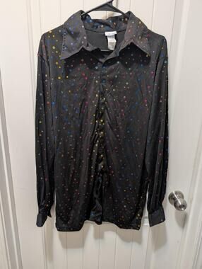 Dream Guy Saturday Night Fever Mens M Disco Shirt Multicolor Halloween Costume